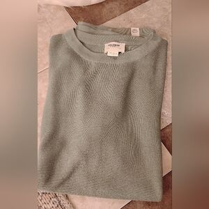 Pull & Bear Sage Green Textured Knit Crewneck Sweater - Size M